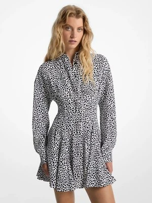 Sukienka koszulowa z krepy z nadrukiem w cętki geparda MICHAEL Michael Kors