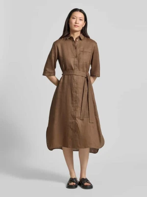Sukienka koszulowa z lnu z brustaszą model 'LTABELLA' MM by Max Mara