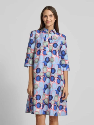 Sukienka koszulowa z lnu z krótką listwą guzikową i rękawem o dł. 3/4 Christian Berg Woman