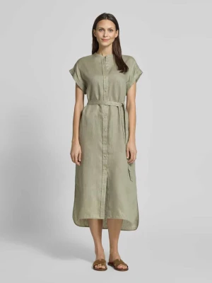 sukienka koszulowa z lnu z wiązanym paskiem model 'AMATISTA' ECOALF