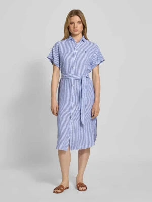 Sukienka koszulowa z lnu z wiązanym paskiem Polo Ralph Lauren
