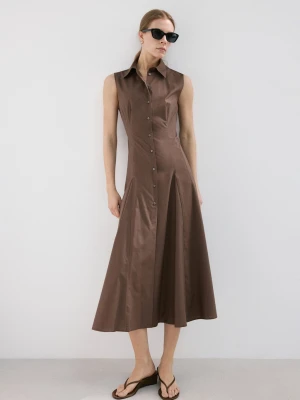 Sukienka koszulowa z tkaniny lyocell brązowy - Kobieta - - MANGO