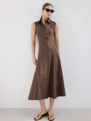 Sukienka koszulowa z tkaniny lyocell brązowy - Kobieta - - MANGO