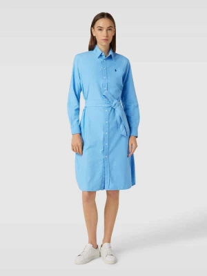 Sukienka koszulowa z wyhaftowanym logo i wiązanym paskiem model ‘CORY’ Polo Ralph Lauren