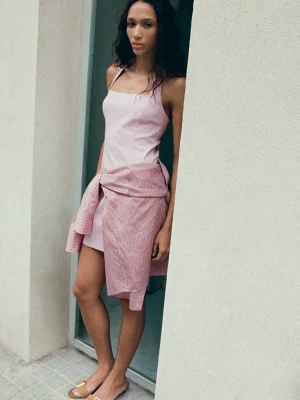 Sukienka krótka halter jasny/pastelowa purpura - Kobieta - - MANGO