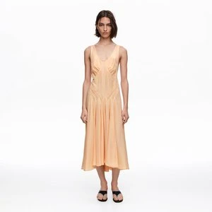 Sukienka krzyżowane ramiączka na plecach jedwab pomarańczowa BIMBA Y LOLA