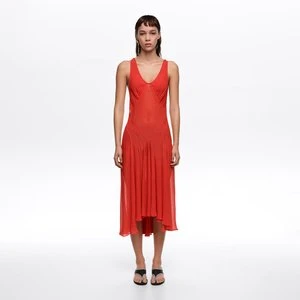 Sukienka krzyżowane ramiączka na plecach lejąca czerwona BIMBA Y LOLA