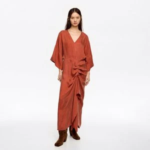 Sukienka lejąca falbana palona pomarańcza BIMBA Y LOLA