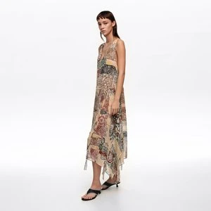 Sukienka lejąca nieregularna efekt postrzępienia Lace kość słoniowa BIMBA Y LOLA