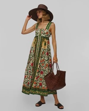 Sukienka Letnia Bawełniana Farm Rio Sand Garden Tapestry Back Bow