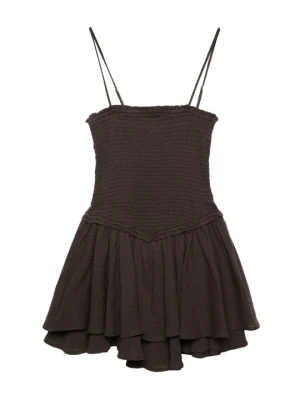 Sukienka letnia Stradivarius ciemnobrązowy