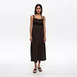 Sukienka litera A guziki i koronki czarna efekt sprania BIMBA Y LOLA