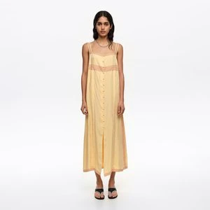 Sukienka litera A guziki i koronki żółta BIMBA Y LOLA