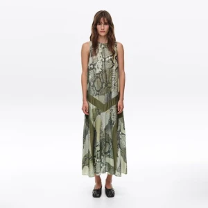 Sukienka litera A snake patchwork zielona BIMBA Y LOLA