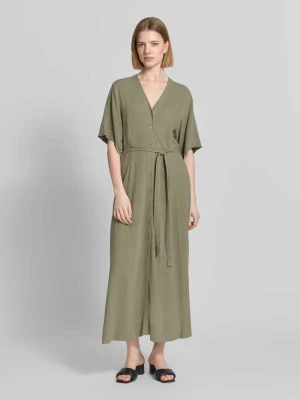 Sukienka lniana o kroju regular fit z dekoltem w serek model 'VIVA' Selected Femme