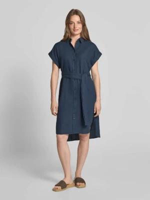 Sukienka lniana o kroju relaxed fit z paskiem w talii Marc O'Polo