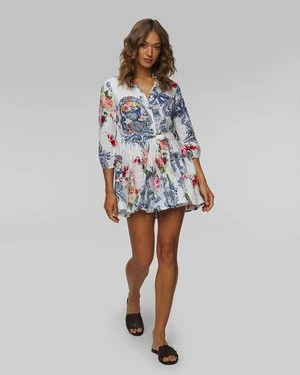 Sukienka lniana w kwiaty damska Positano Couture Conchiglia