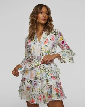 Sukienka lniana w kwiaty Positano Couture Panarea