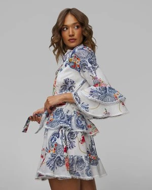 Sukienka lniana w kwiaty Positano Couture Panarea