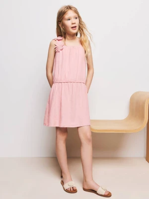 Sukienka lniana w kwiaty różowy - Dzieci - lata - MANGO KIDS