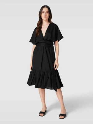 Sukienka lniana z głębokim dekoltem w serek model ‘LIGIANA’ Lauren Ralph Lauren