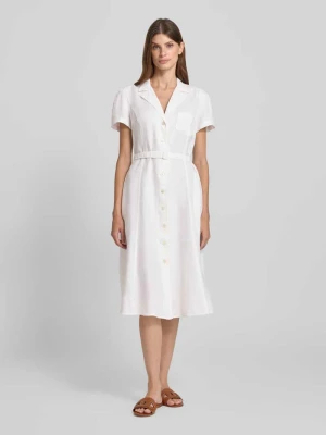 Sukienka lniana z kołnierzem z połami Polo Ralph Lauren