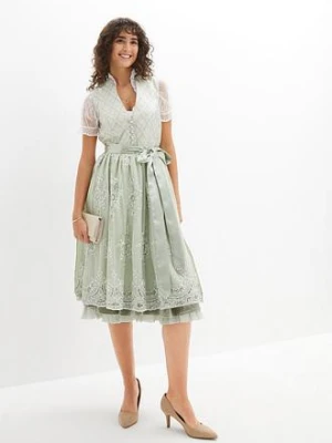 Sukienka ludowa w żakardowy wzór, z haftem (2 części) bonprix