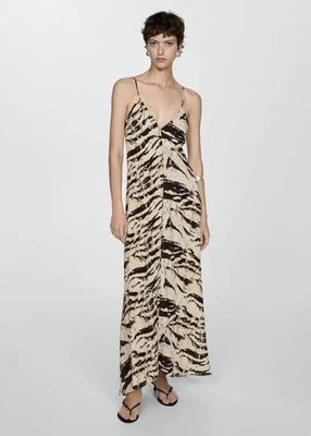 Długa sukienka ze zwierzęcym wzorem Mango
