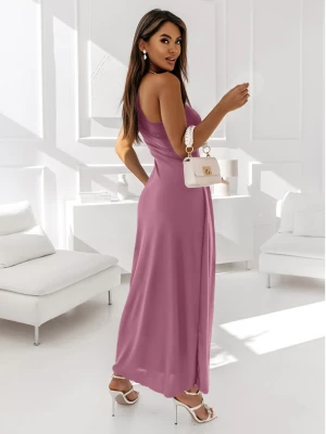 Sukienka maxi na jedno ramię BLANKA - brudny róż  magmac 