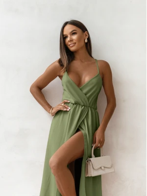 Sukienka maxi na ramiączkach SENTILA - szałwiowa  magmac 