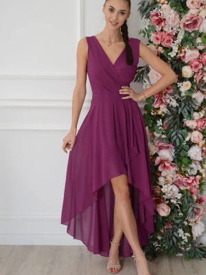 Sukienka maxi szyfonowa asymetryczna purpura Ottavia Roco