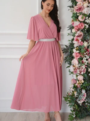 Sukienka maxi szyfonowa motylek retro róż Martha Cocomoda.pl - odzież damska, sukienki, buty, dodatki