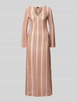 Sukienka maxi w dzianinowym wyglądzie, krój slim fit Gina Tricot Beżowy melanż