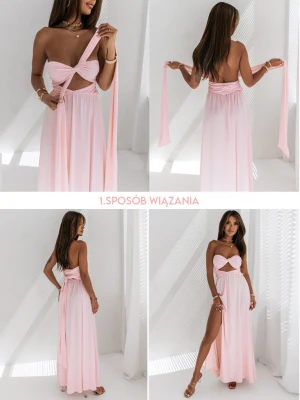 Sukienka maxi wiązana na wiele sposobów - ELSA - fuksjowa  magmac 