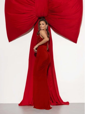 Sukienka maxi z cekinami LAURELLA - czerwona  magmac 