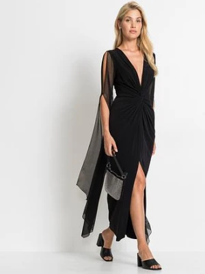 Sukienka maxi z długimi siatkowymi rękawami bonprix