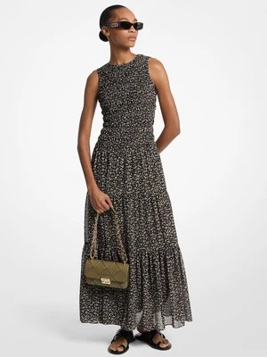 Sukienka maxi z kwiecistej marszczonej żorżety MICHAEL Michael Kors