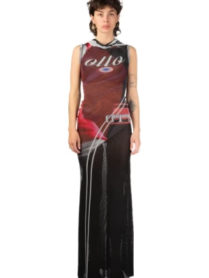 Sukienka Maxi z Materiału Mesh z Nadrukiem Piłkarskim Ottolinger