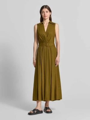 Sukienka maxi z mieszanki lnu i wiskozy z paskiem Stefanel