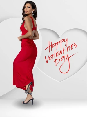 Sukienka maxi z odsłoniętymi plecami ELARA - czerwona  magmac 