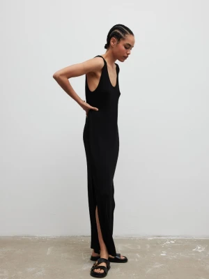 Sukienka maxi z rozcięciami w kolorze BLACK - SUNSET-M/L Marsala