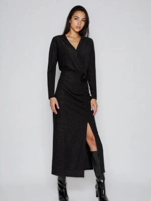 Sukienka maxi z rozcięciem czarna Moodo