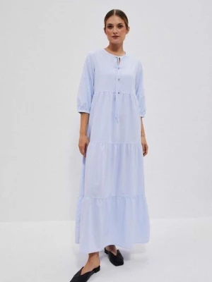 Sukienka maxi z wiązaniem na dekolcie błękitna Moodo