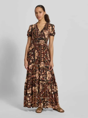 Sukienka maxi z wiskozy z dekoltem w serek Apricot