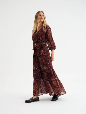 Sukienka maxi z wzorem paisley TOP SECRET Brązowy