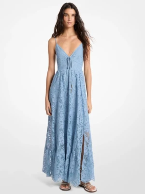 Sukienka maxi ze sznurkowej kwiecistej koronki Michael Kors CHAMBRAY (Niebieski)