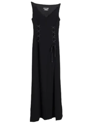 Sukienka Maxiz wiązaniem w kolorze czarnym z acetatu Moschino