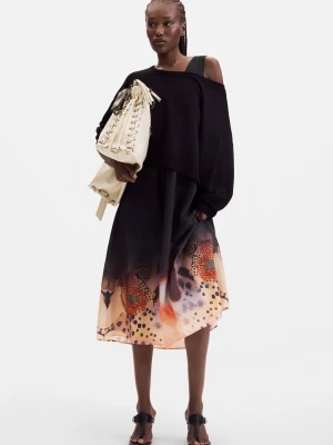 Sukienka midi 2 w 1 Desigual czarny