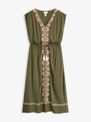 Sukienka midi boho z lejącej wiskozy BonPrix zielony