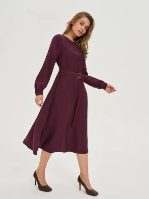 Sukienka midi burgundowa Moodo
